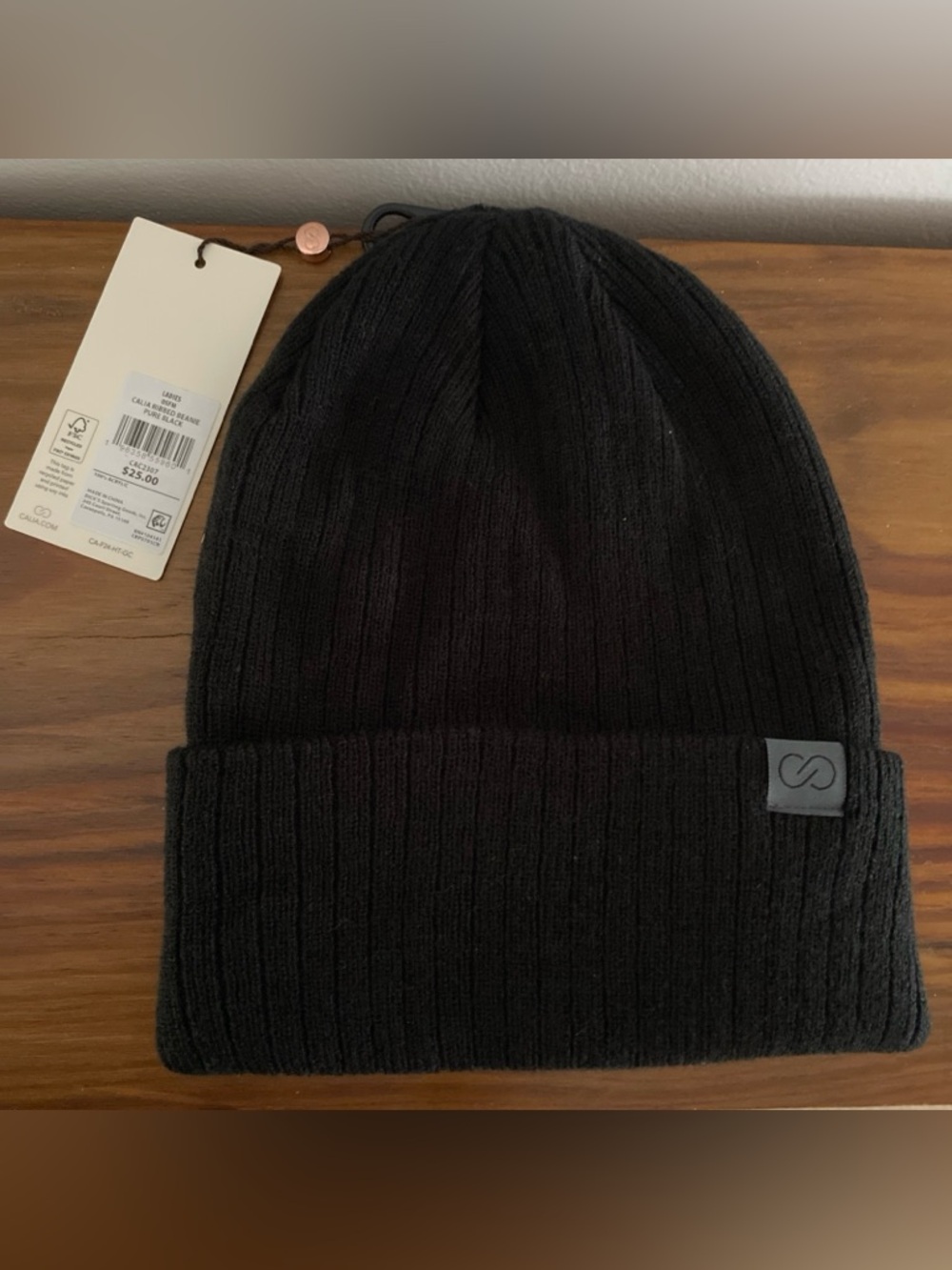 CALIA by Carrie Underwood Black Ribbed Knit Beanie